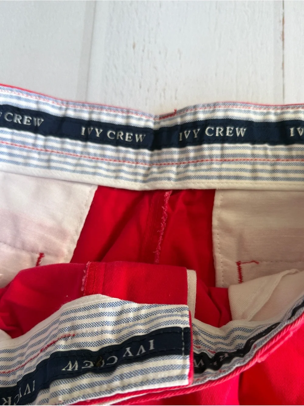 Ivy Crew Classics Red Cotton Chino Flat Front Shorts Men’s 34